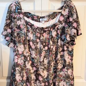 Square Neck Blouse Short Sleeve 3X Dressbarn